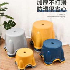 乐荔 家用塑料小凳子儿童休闲矮脚椅宝宝浴室防滑板凳垫脚 2只装灰色中号